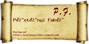 Pöstényi Fabó névjegykártya